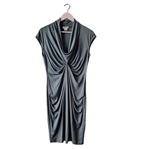 Barneys New York Womens Green 100% Silk Twist Waist Sleeveless Dress - Size M